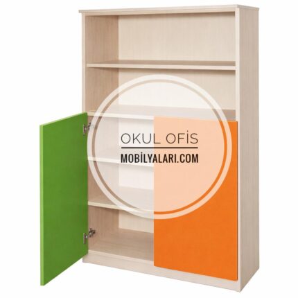 Anaokulu İçin İki Kapaklı Raflı Dolap