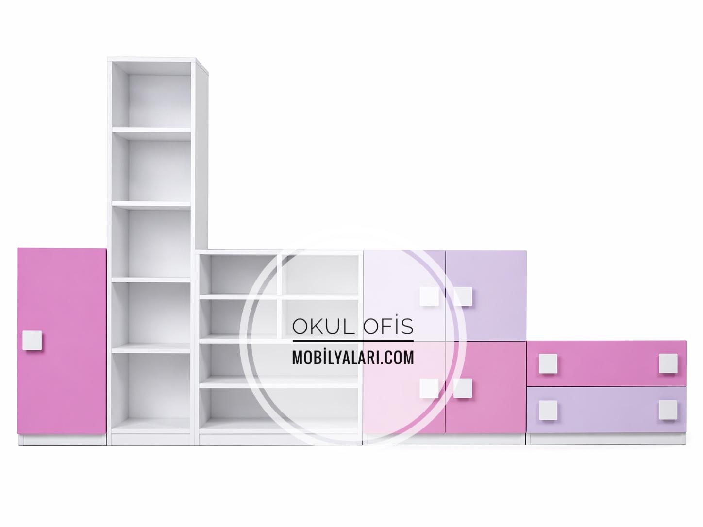 Anaokulu Pembe Grup Dolap Seti