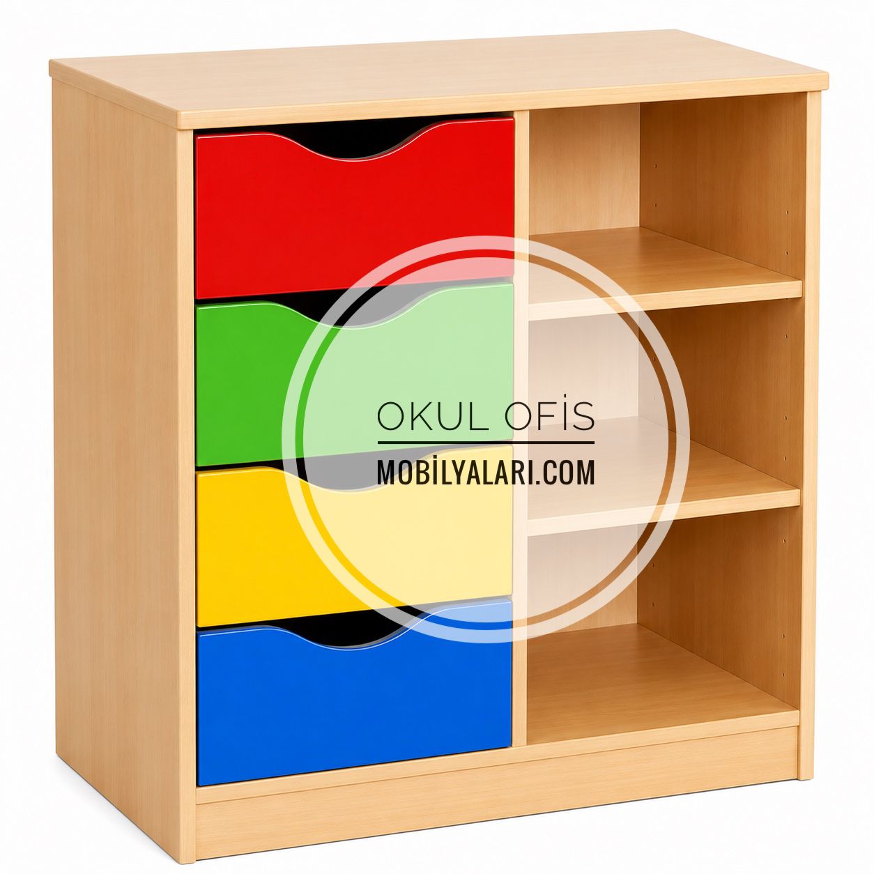 Okul Öncesi Çekmeceli Raflı Dolap